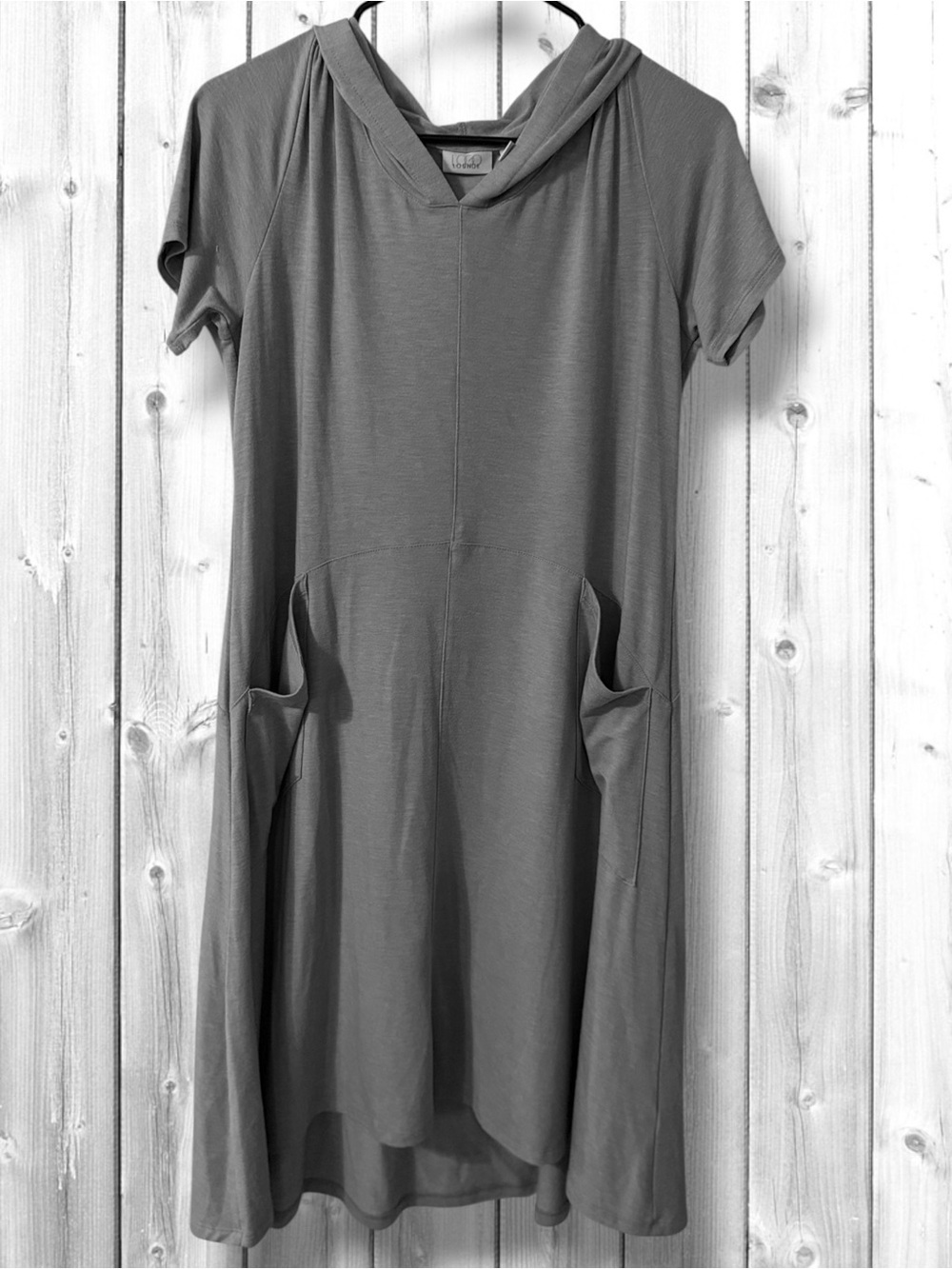 🌼Logo Lounge Brand Soft Hooded Short Sleeve Dress - Gray